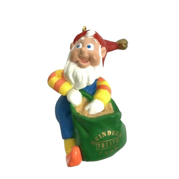 1996 Hallmark Keepsake Ornament Miniature Reindeer Treats Santa Elf Collectors C - Picture 1 of 6